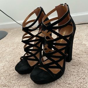 Black suede heels
